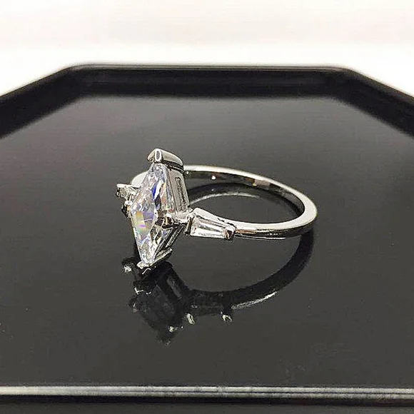 Sparkling Marquise Platinum 925 Silver Simulated Diamond Ring Silver Size‎ 6
